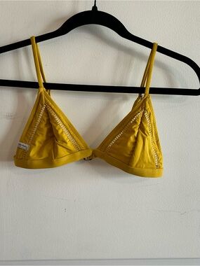 Rhythm Mustard Triangle Bikini top with Crochet Trim